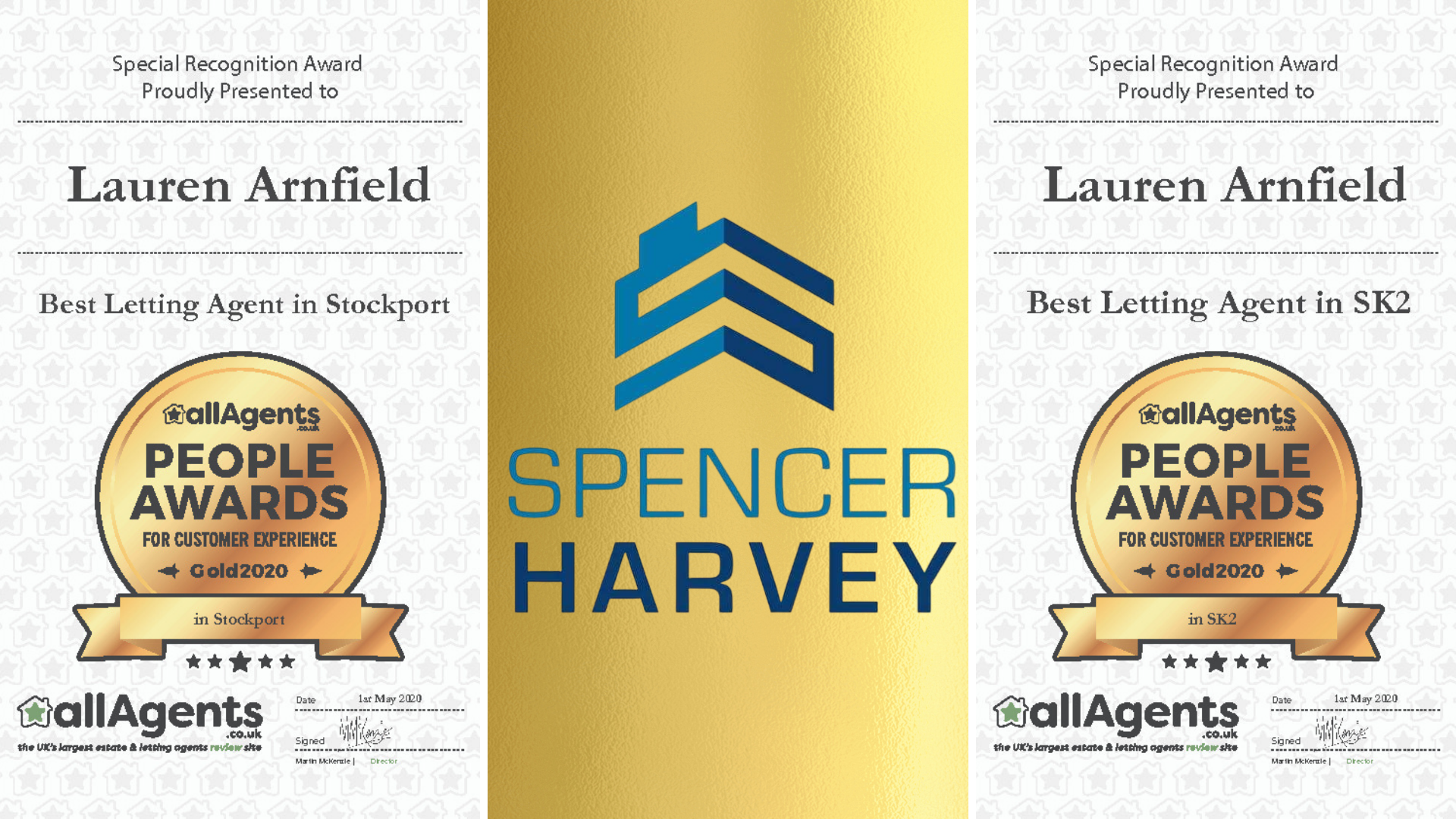 The team at Spencer Harvey receive 5 GOLD awards for best Letting and